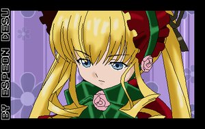 Rating: Safe Score: 0 Tags: 1girl black_border blonde_hair blue_eyes bonnet bow bowtie flower green_bow green_neckwear image letterboxed long_hair long_sleeves looking_at_viewer parody pink_rose rose shinku sidelocks solo User: admin