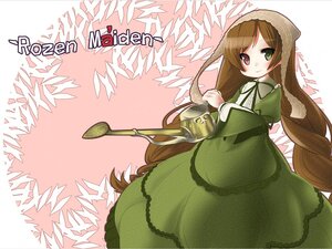 Rating: Safe Score: 0 Tags: 1girl brown_hair dress frills green_dress green_eyes hat head_scarf image long_hair long_sleeves smile solo suiseiseki very_long_hair watering_can User: admin