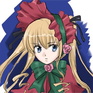 Rating: Safe Score: 0 Tags: 1girl blonde_hair blue_background blue_eyes bonnet bow bowtie closed_mouth dress expressionless flower green_bow gyokusaijima image long_hair long_sleeves looking_at_viewer pink_flower pink_rose ribbon rose rozen_maiden shinku sidelocks simple_background solo twintails upper_body User: admin