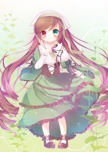 Rating: Safe Score: 0 Tags: 1girl brown_hair dress frills full_body green_dress green_eyes head_scarf heterochromia image long_hair long_sleeves looking_at_viewer red_eyes solo standing suiseiseki very_long_hair watering_can User: admin