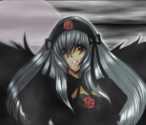 Rating: Safe Score: 0 Tags: 1girl black_wings dress flower hairband image long_hair long_sleeves looking_at_viewer pink_eyes red_rose rose silver_hair smile solo suigintou upper_body wings User: admin