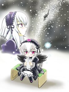 Rating: Safe Score: 0 Tags: black_wings blush dress flower frills hairband image long_hair long_sleeves multiple_girls pink_eyes silver_hair solo suigintou wings User: admin