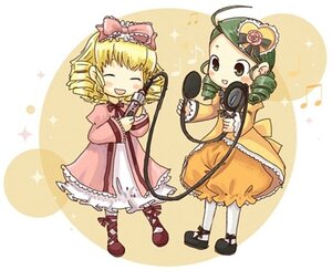 Rating: Safe Score: 0 Tags: 2girls blonde_hair bloomers bow closed_eyes dress drill_hair eighth_note green_hair hat hina_ichigo hinaichigo image kanaria long_sleeves multiple_girls musical_note pair pink_bow pink_dress shinku smile twin_drills User: admin