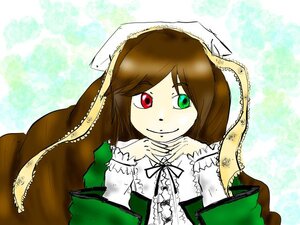 Rating: Safe Score: 0 Tags: 1girl brown_hair dress frills green_dress green_eyes heterochromia image long_hair long_sleeves looking_at_viewer red_eyes smile solo suiseiseki upper_body User: admin