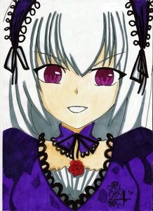 Rating: Safe Score: 0 Tags: 1girl blush detached_collar dress flower image looking_at_viewer ribbon rose silver_hair simple_background smile solo suigintou white_background User: admin