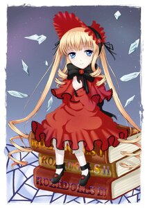 Rating: Safe Score: 0 Tags: 1girl blonde_hair blue_eyes bonnet book bow card cup dress drill_hair flower image long_hair looking_at_viewer pantyhose paper red_capelet red_dress rose shinku shoes sitting solo teacup very_long_hair User: admin