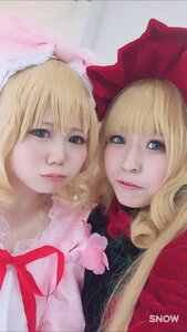 Rating: Safe Score: 0 Tags: 2girls bangs blonde_hair blue_eyes bow closed_mouth hair_bow lips looking_at_viewer multiple_cosplay multiple_girls nose realistic ribbon tagme User: admin