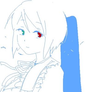 Rating: Safe Score: 0 Tags: 1girl auto_tagged blue_theme heterochromia image looking_at_viewer monochrome red_eyes ribbon short_hair signature smile solo souseiseki User: admin