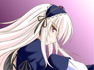 Rating: Safe Score: 0 Tags: 1girl bangs black_ribbon eyebrows_visible_through_hair gradient gradient_background hairband image long_hair long_sleeves parted_lips pink_background profile ribbon simple_background solo suigintou upper_body very_long_hair white_hair User: admin