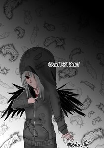Rating: Safe Score: 0 Tags: 1boy bird black_feathers crow dove feathered_wings feathers flock hood hoodie image long_sleeves monochrome red_eyes solo solo_wing suigintou white_feathers wings User: admin