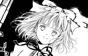 Rating: Safe Score: 0 Tags: 1girl closed_mouth greyscale hat hinaichigo image looking_at_viewer mob_cap monochrome neck_ribbon ribbon ribbon_choker short_hair smile solo User: admin