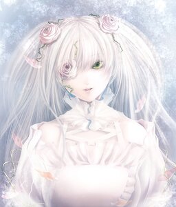 Rating: Safe Score: 0 Tags: 1girl flower green_eyes hair_flower hair_ornament image kirakishou long_hair looking_at_viewer pink_rose rose solo upper_body white_rose User: admin