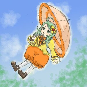 Rating: Safe Score: 0 Tags: 1girl ahoge drill_hair flower frills full_body green_eyes green_hair hair_ornament holding_umbrella image kanaria long_sleeves parasol smile solo standing twin_drills twintails umbrella User: admin