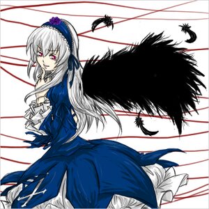 Rating: Safe Score: 0 Tags: 1girl black_wings breasts dress feathers flower frilled_sleeves frills hairband image long_hair long_sleeves looking_at_viewer puffy_sleeves red_eyes silver_hair smile solo suigintou wings User: admin