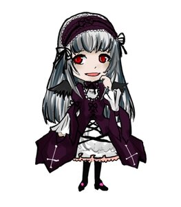 Rating: Safe Score: 0 Tags: 1girl chibi dress frills full_body hairband image long_hair long_sleeves looking_at_viewer open_mouth red_eyes silver_hair simple_background smile solo standing suigintou white_background wings User: admin