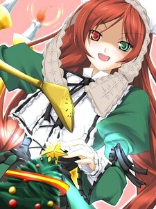 Rating: Safe Score: 0 Tags: 1girl brown_hair candle christmas dress frills hat heterochromia image long_hair long_sleeves open_mouth red_eyes ribi rozen_maiden smile solo star_(symbol) suiseiseki watering_can User: admin