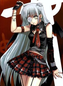 Rating: Safe Score: 0 Tags: 1girl auto_tagged belt collar cross eyepatch fingerless_gloves gloves gothic image jewelry kirakishou long_hair mouth_hold necktie plaid plaid_skirt safety_pin skirt solo thighhighs wings yellow_eyes User: admin