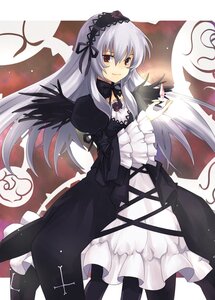 Rating: Safe Score: 0 Tags: 1girl aki_(mare_desiderii) black_dress black_wings commentary_request dress flower frills gothic_lolita hairband image lolita_fashion lolita_hairband long_hair long_sleeves looking_at_viewer moon puffy_sleeves purple_eyes ribbon rosa_mystica rose rozen_maiden silver_hair smile solo suigintou very_long_hair wings User: admin