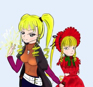 Rating: Safe Score: 0 Tags: 2girls :t blonde_hair blue_eyes breasts cross dress drill_hair flower image jewelry long_hair long_sleeves medium_breasts multiple_girls pout rose shinku solo twin_drills twintails User: admin