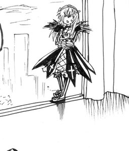 Rating: Safe Score: 0 Tags: 1girl dress greyscale image monochrome solo suigintou sword weapon User: admin