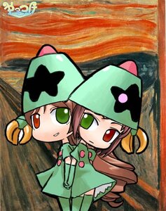 Rating: Safe Score: 0 Tags: 2girls brown_hair chibi dress green_dress green_eyes hat heterochromia image long_hair long_sleeves looking_at_viewer multiple_girls pair red_eyes souseiseki standing suiseiseki twins very_long_hair User: admin