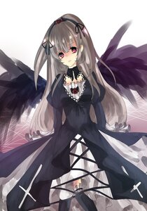 Rating: Safe Score: 0 Tags: 1girl black_wings cross dress flower frills hairband image long_hair long_sleeves looking_at_viewer pink_eyes puffy_sleeves ribbon rose silver_hair solo suigintou wings User: admin