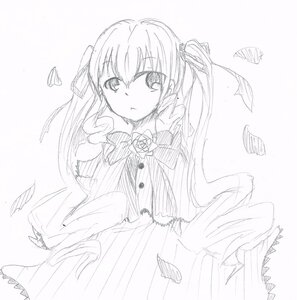 Rating: Safe Score: 0 Tags: 1girl auto_tagged dress eyebrows_visible_through_hair feathers flower greyscale hair_ribbon image long_hair long_sleeves monochrome ribbon rose shinku solo striped striped_panties vertical_stripes User: admin