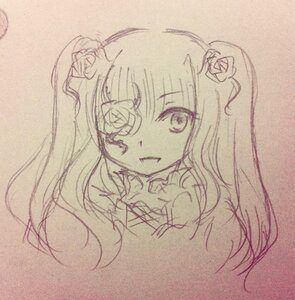 Rating: Safe Score: 0 Tags: 1girl flower hair_flower hair_ornament image kirakishou long_hair monochrome solo traditional_media User: admin