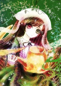 Rating: Safe Score: 0 Tags: 1girl brown_hair dress green_dress green_eyes head_scarf heterochromia holding image long_hair long_sleeves looking_at_viewer red_eyes solo suiseiseki very_long_hair watering_can User: admin