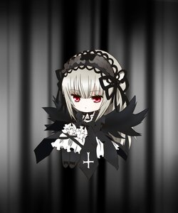 Rating: Safe Score: 0 Tags: 1girl bangs black_dress black_wings blurry_background chibi closed_mouth cross dress eyebrows_visible_through_hair flower frills full_body hairband image lolita_fashion long_hair long_sleeves looking_at_viewer red_eyes ribbon rose silver_hair solo standing suigintou wings User: admin