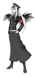 Rating: Safe Score: 0 Tags: 1girl armband belt boots hat high_heels image long_hair military military_uniform monochrome solo suigintou uniform wings User: admin