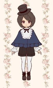 Rating: Safe Score: 0 Tags: bob_cut brown_hair capelet flower hat image long_sleeves looking_at_viewer pantyhose shoes short_hair shorts smile solo souseiseki standing striped top_hat vertical_stripes white_legwear User: admin