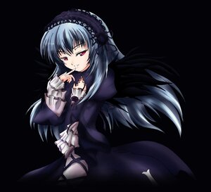 Rating: Safe Score: 0 Tags: 1girl black_background black_legwear black_wings collarbone commentary_request dress finger_to_mouth flower frilled_sleeves frills hairband image index_finger_raised lolita_hairband long_hair long_sleeves looking_at_viewer pink_eyes red_eyes rose rozen_maiden silver_hair simple_background sitting solo suigintou thighhighs wings yorimichi_(aoixx) User: admin