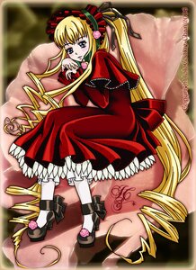 Rating: Safe Score: 0 Tags: 1girl blonde_hair blue_eyes bonnet bow capelet dress drill_hair flower frills image long_hair pink_flower pink_rose red_dress rose shinku shoes solo twin_drills twintails very_long_hair User: admin