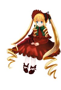 Rating: Safe Score: 0 Tags: 1girl blonde_hair blue_eyes bonnet bow bowtie dress drill_hair full_body image long_hair long_sleeves looking_at_viewer shinku shoes simple_background sitting smile solo standing twin_drills twintails very_long_hair white_background white_legwear User: admin