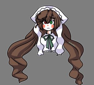 Rating: Safe Score: 0 Tags: 1girl brown_hair dress green_eyes heterochromia image long_hair long_sleeves looking_at_viewer red_eyes simple_background solo suiseiseki transparent_background very_long_hair User: admin