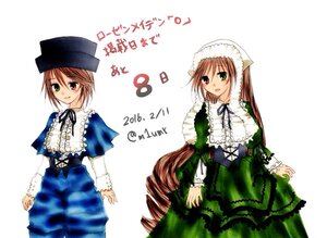 Rating: Safe Score: 0 Tags: 2girls blue_dress blush brown_hair dress drill_hair frills green_dress green_eyes hat head_scarf heterochromia image long_hair long_sleeves looking_at_viewer multiple_girls pair red_eyes short_hair siblings simple_background sisters smile souseiseki suiseiseki twins very_long_hair white_background User: admin