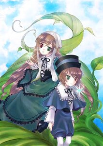 Rating: Safe Score: 0 Tags: 2girls black_ribbon blue_dress brown_hair dress green_dress green_eyes hat heterochromia image long_hair long_sleeves looking_at_viewer multiple_girls pair red_eyes siblings sisters souseiseki standing suiseiseki twins very_long_hair watering_can User: admin