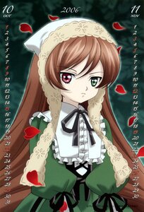 Rating: Safe Score: 0 Tags: 1girl brown_hair dress frills green_dress green_eyes head_scarf heterochromia image long_hair long_sleeves looking_at_viewer petals red_eyes ribbon rose_petals solo suiseiseki twintails very_long_hair User: admin