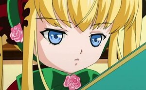 Rating: Safe Score: 0 Tags: 1girl bangs blonde_hair blue_eyes bow bowtie face flower hat image long_hair looking_at_viewer pink_flower pink_rose portrait rose shinku sidelocks simple_background solo User: admin