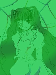 Rating: Safe Score: 0 Tags: 1girl dress flower green_theme hair_ornament image kirakishou lineart long_hair long_sleeves monochrome solo umbrella very_long_hair User: admin