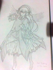 Rating: Safe Score: 0 Tags: 1girl akemi_homura boots bow dress feathered_wings flower frills full_body hairband image long_hair long_sleeves monochrome ribbon rose solo standing suigintou traditional_media weapon wings User: admin
