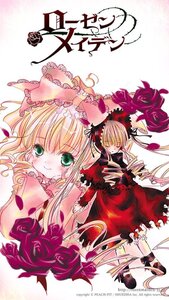 Rating: Safe Score: 0 Tags: 1girl blonde_hair blush bow copyright_name dress drill_hair flower frills green_eyes hina_ichigo hinaichigo image long_hair long_sleeves looking_at_viewer pair pink_bow red_dress rose shinku smile solo User: admin