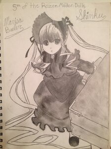 Rating: Safe Score: 0 Tags: 1girl bonnet dress frills image long_hair long_sleeves looking_at_viewer monochrome photo shinku simple_background sitting solo twintails very_long_hair User: admin