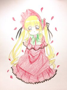 Rating: Safe Score: 0 Tags: 1girl bangs blonde_hair blue_eyes blush bonnet bow bowtie dress flower image long_hair long_sleeves looking_at_viewer petals pink_dress pink_flower pink_rose rose rose_petals shinku solo twintails very_long_hair User: admin