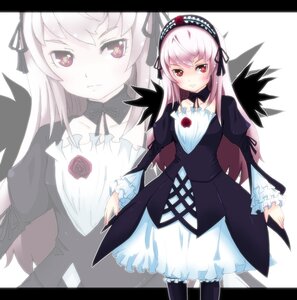 Rating: Safe Score: 0 Tags: 1girl auto_tagged blush dress flower frills hairband image letterboxed long_hair long_sleeves looking_at_viewer ribbon rose solo suigintou wings zoom_layer User: admin