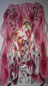 Rating: Safe Score: 0 Tags: 1girl blood blood_on_face blood_splatter blood_stain bloody_clothes bloody_hands flower hair_flower hair_ornament image kirakishou long_hair pink_hair solo tongue ultimate_madoka yellow_eyes User: admin
