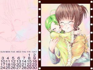 Rating: Safe Score: 0 Tags: 1girl 2girls blush brown_hair closed_eyes english_text glasses green_hair hug image kanaria letterboxed long_sleeves multiple_girls smile solo zoom_layer User: admin