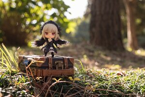 Rating: Safe Score: 0 Tags: 1girl black_dress black_wings doll dress feathered_wings flower frills hairband long_hair long_sleeves outdoors red_eyes ribbon silver_hair sitting solo suigintou wings User: admin