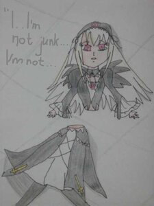 Rating: Safe Score: 0 Tags: 1girl black_dress cross dress flower hairband image long_hair long_sleeves looking_at_viewer pink_eyes simple_background solo standing suigintou wings User: admin